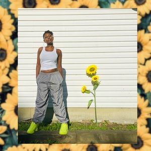 Reflector Gray High Waist Jogger Track pants